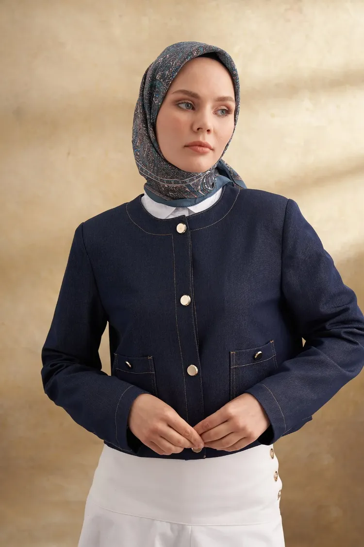 ARMANDA - 3155 Vintage Desen Eşarp - Turkuaz