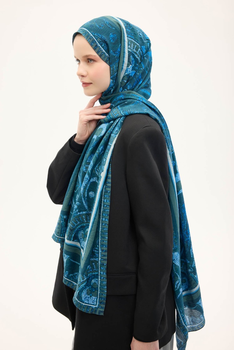 SİLK HOME - Urban Hours Antik Petrol Yeşili Mayda Şal 190x70
