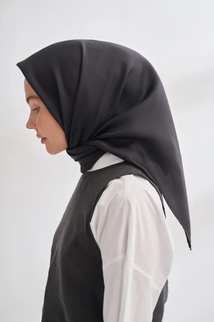 ARMANDA - 4400 Premium Twill İpek Eşarp - Siyah