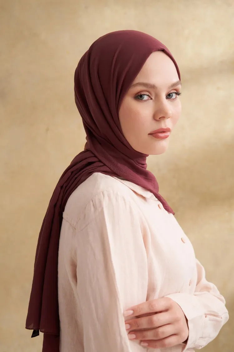 ARMANDA - 3009 Rustik Pamuksu Şal - Burgundy