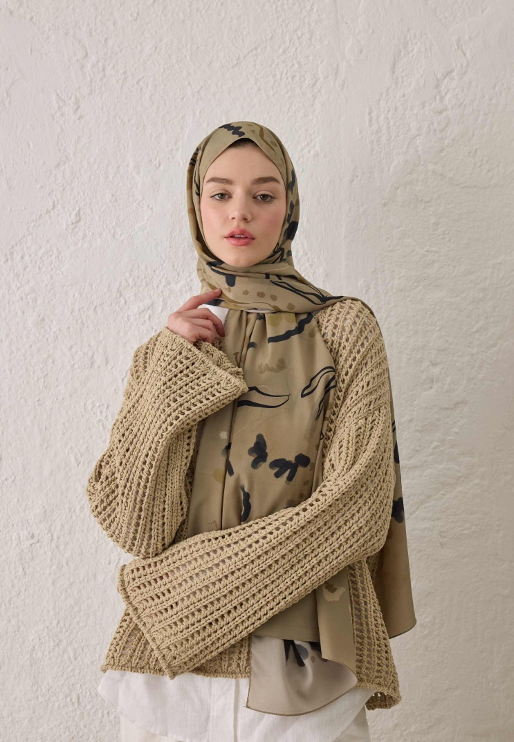 FRESH SCARFS - Aura Desen Şal - Sütlü Kahve