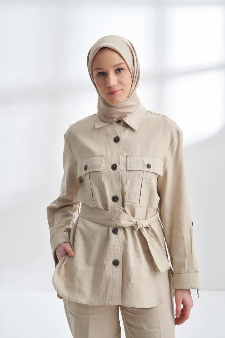 ARMANDA - 4400 Premium Twill İpek Eşarp- Açık Vizon