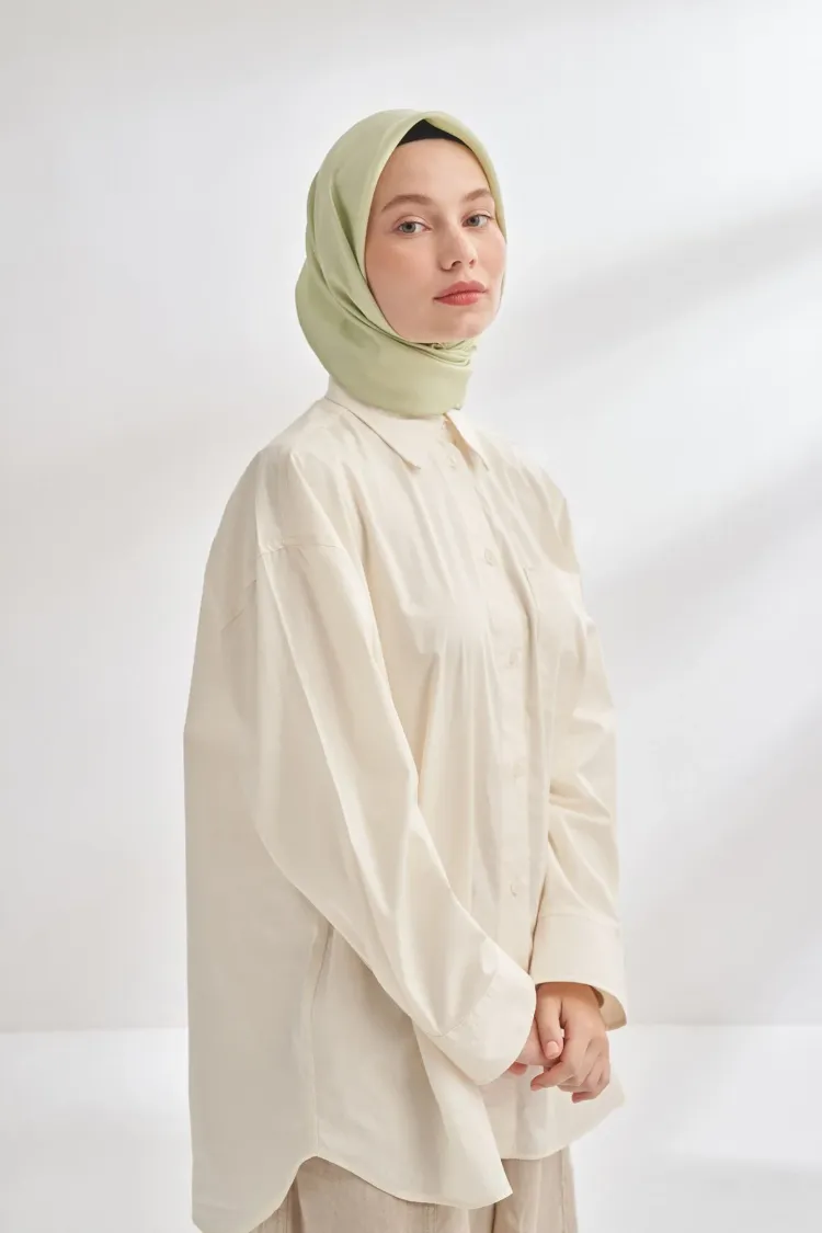 ARMANDA - 4400 Premium Twill İpek Eşarp - Keten Yeşili