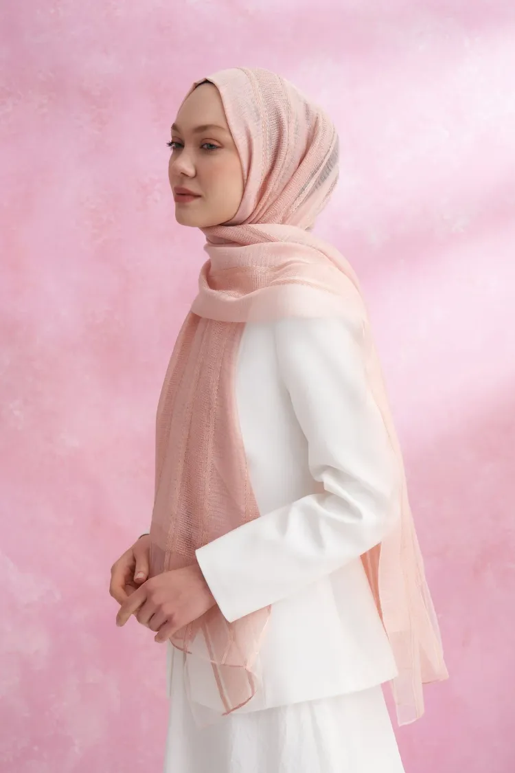 ARMANDA - 3324 İpekli Ruby Şal - Pudra