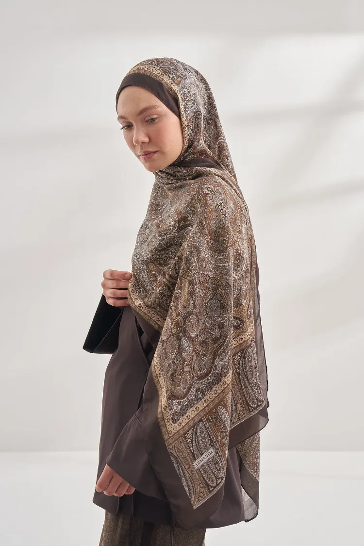 ARMANDA -6036 Etnik Desen Şal - Kahve