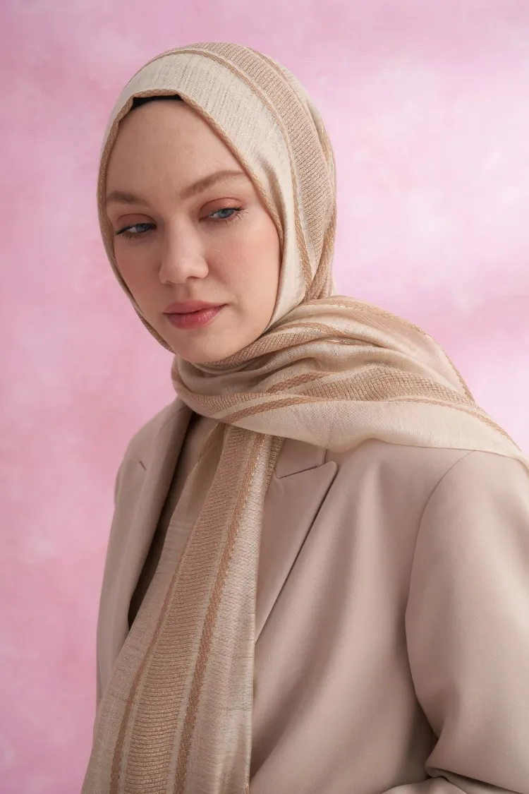 ARMANDA - 3324 İpekli Ruby Şal - Bej