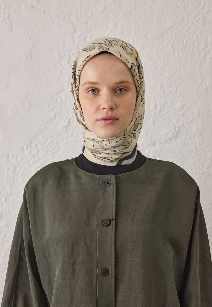 Fresh Scarfs - Elora Desen Pamuk İpek Eşarp - Adaçayı