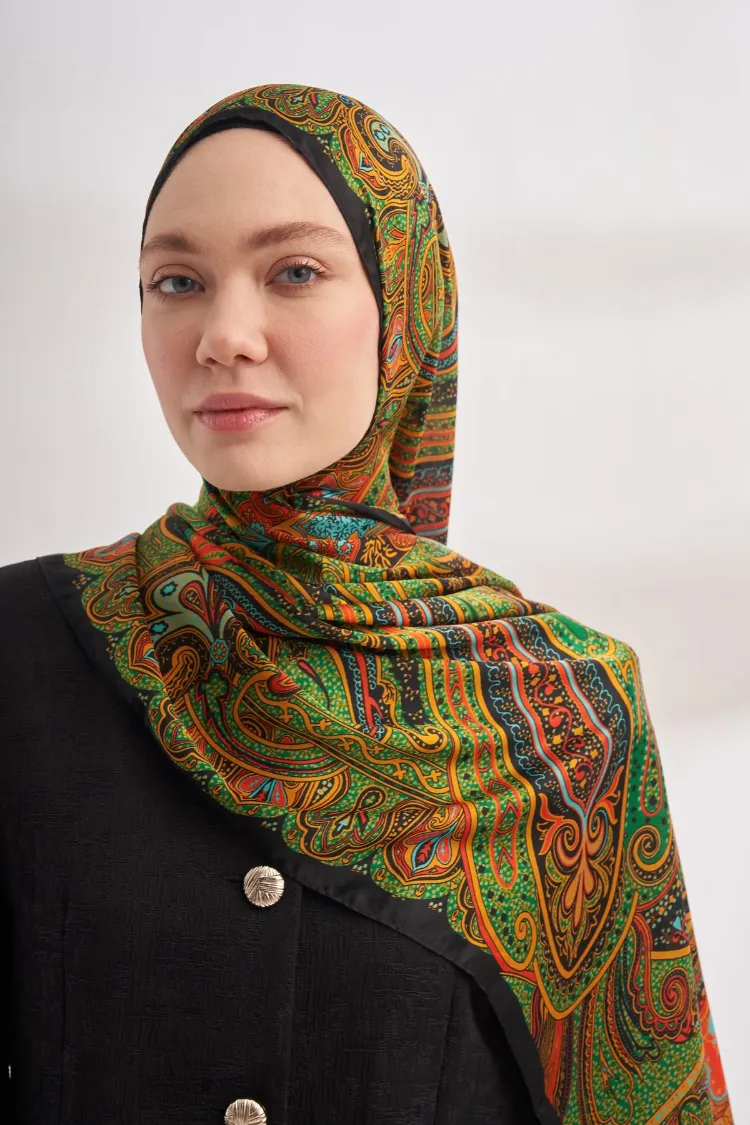 ARMANDA - 4456 Mystic Desen Şal - Siyah Orange