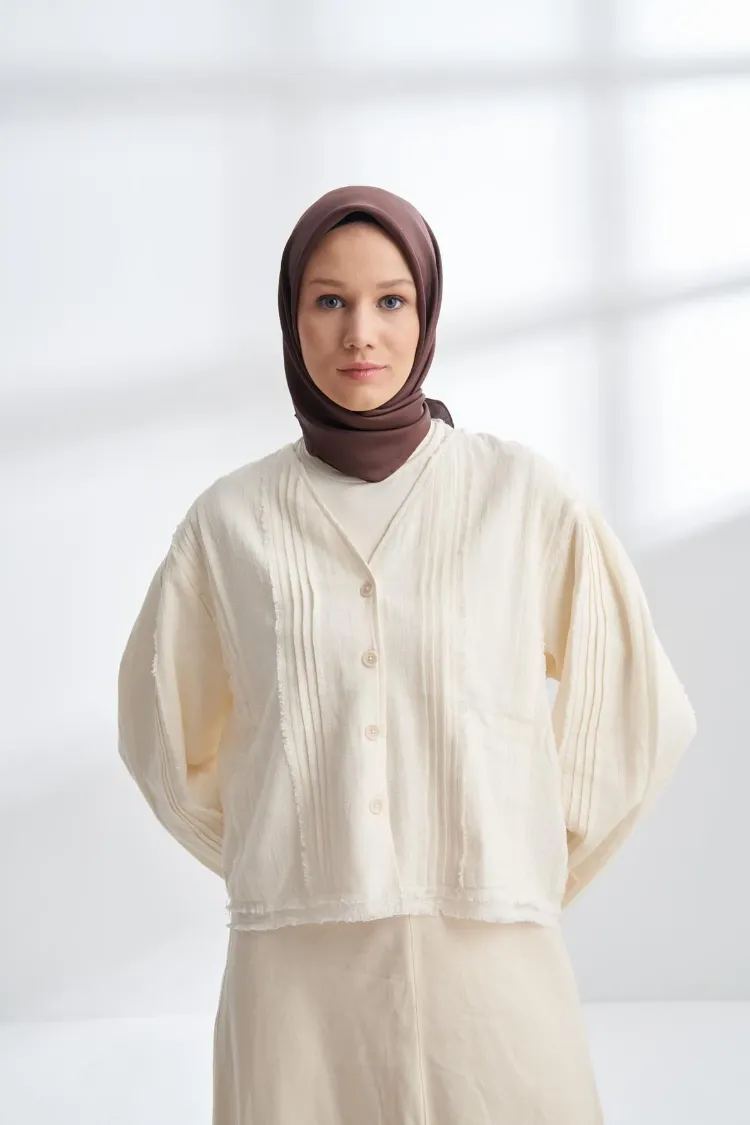 ARMANDA - 4400 Premium Twill İpek Eşarp - Acı Kahve