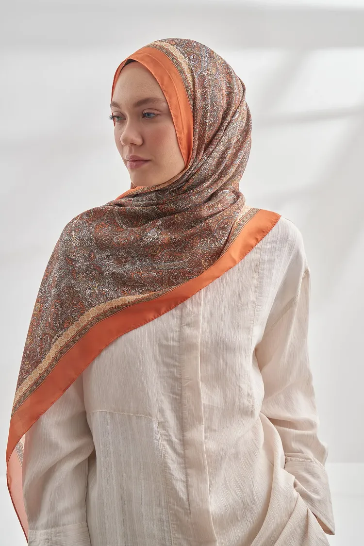 ARMANDA -6036 Etnik Desen Şal - Turuncu
