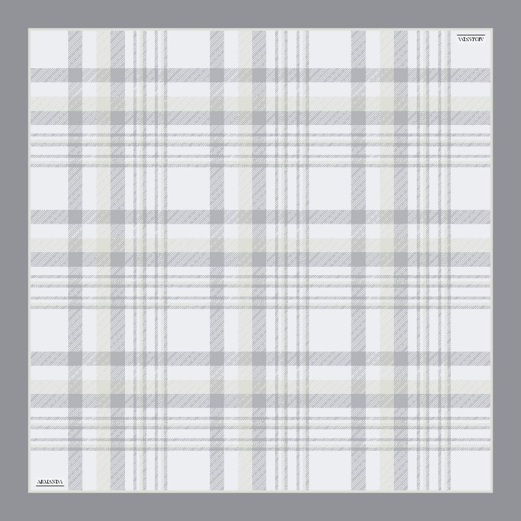 ARMANDA - 4358 Naya Desen Twill İpek Eşarp - Gümüş