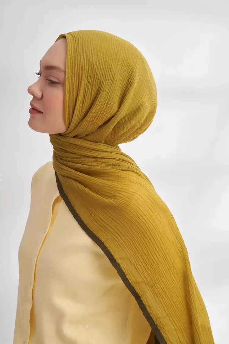 ARMANDA -  3352  Müslin Biyeli Şal - ZEYTİN