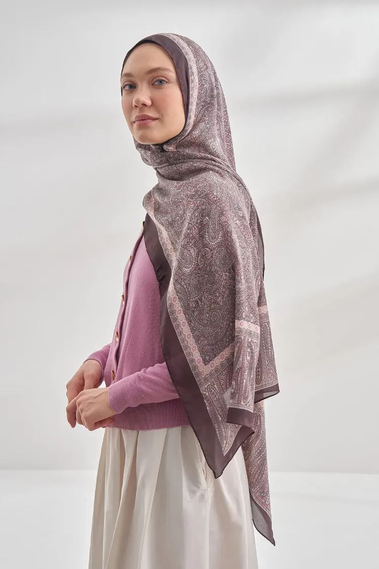 ARMANDA -6036 Etnik Desen Şal - Koyu Mor