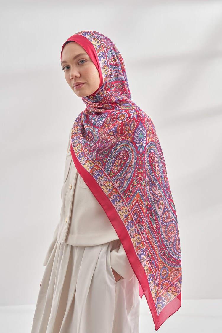 ARMANDA - 6035 Pashmina Desen Şal - Fuşya