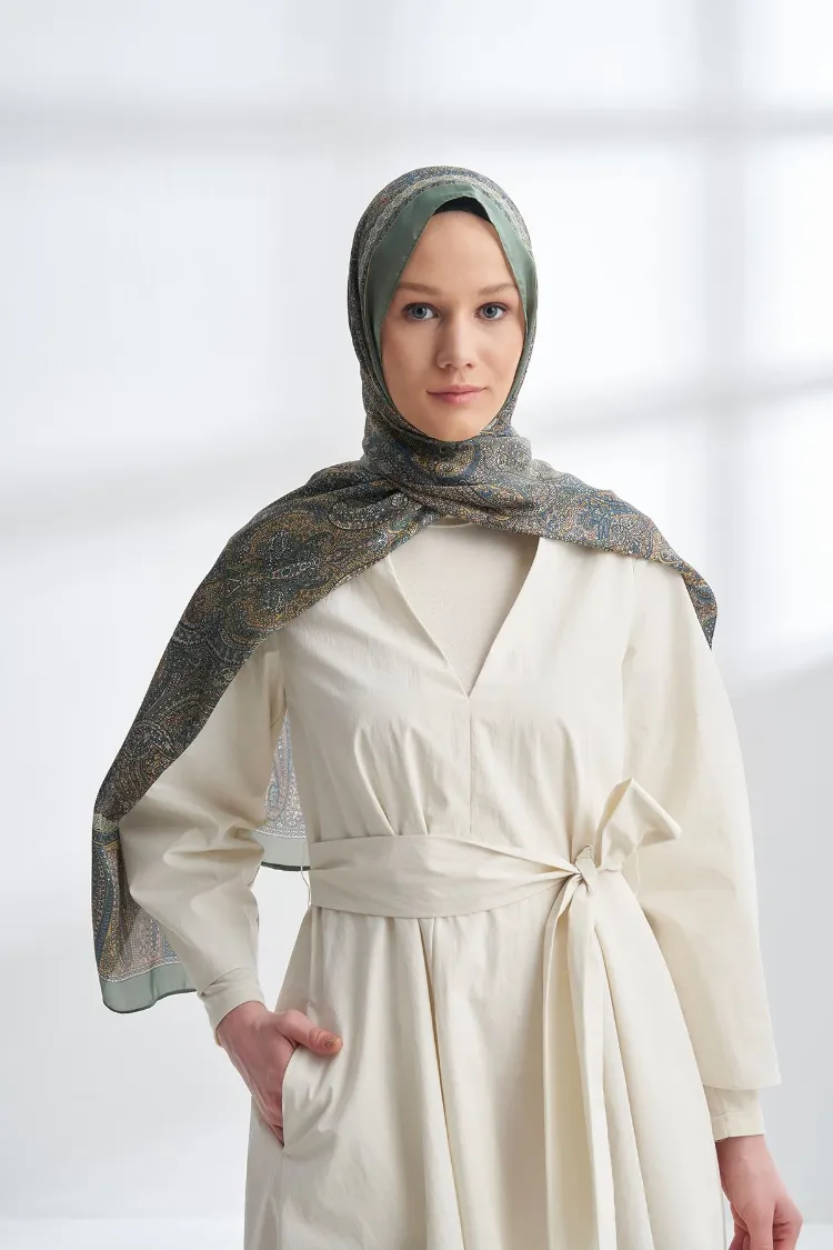 ARMANDA -6036  Etnik Desen Şal - Keten Yeşili