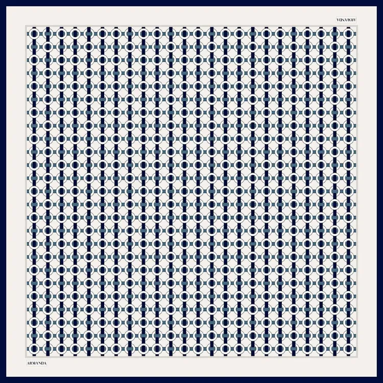 ARMANDA - 4350 Soil Desen Twill İpek Eşarp - Lacivert