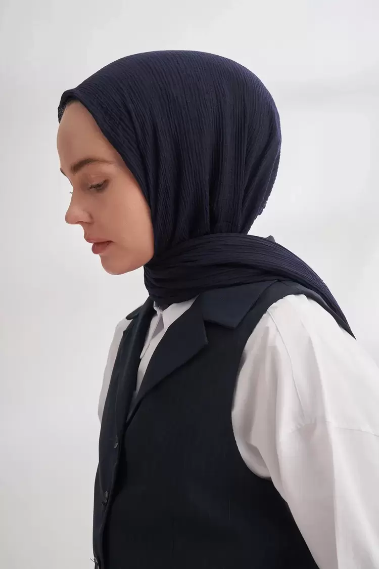 ARMANDA - 3352 Müslin Biyeli Şal - LACİVERT