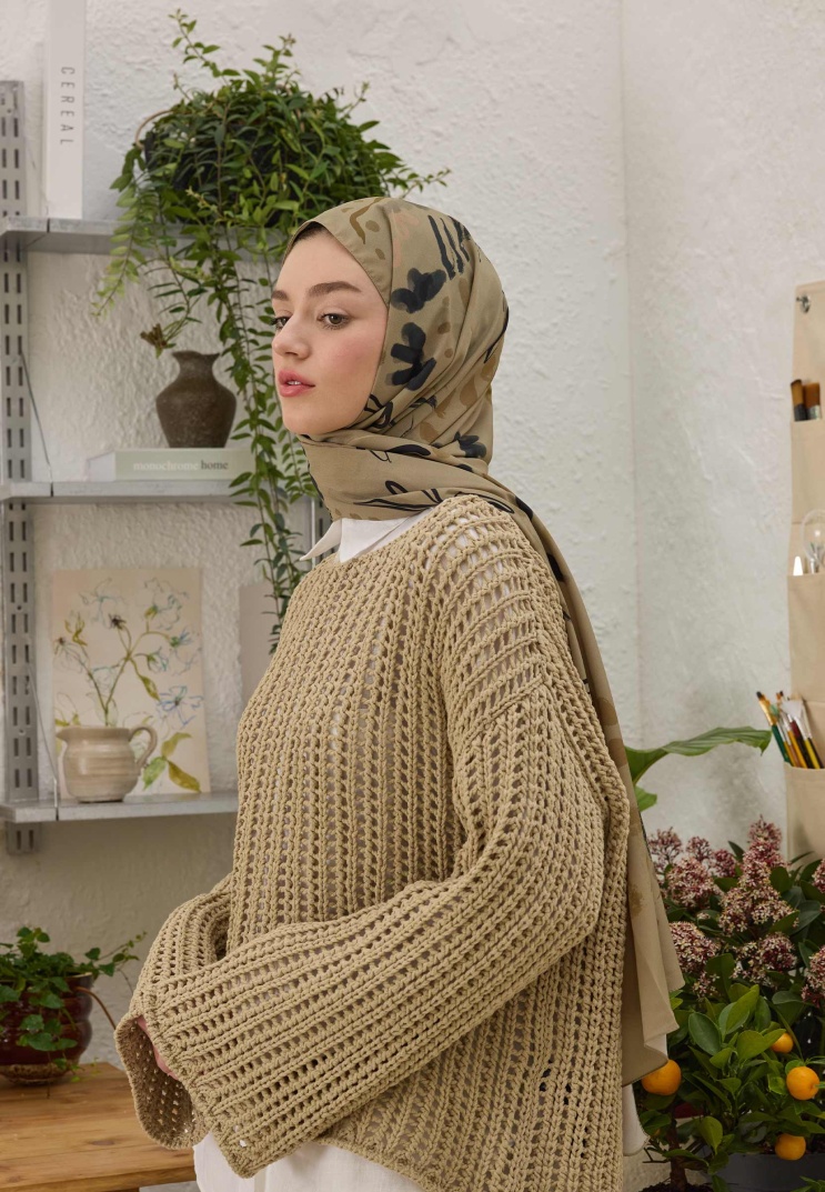 FRESH SCARFS - Aura Desen Şal - Sütlü Kahve