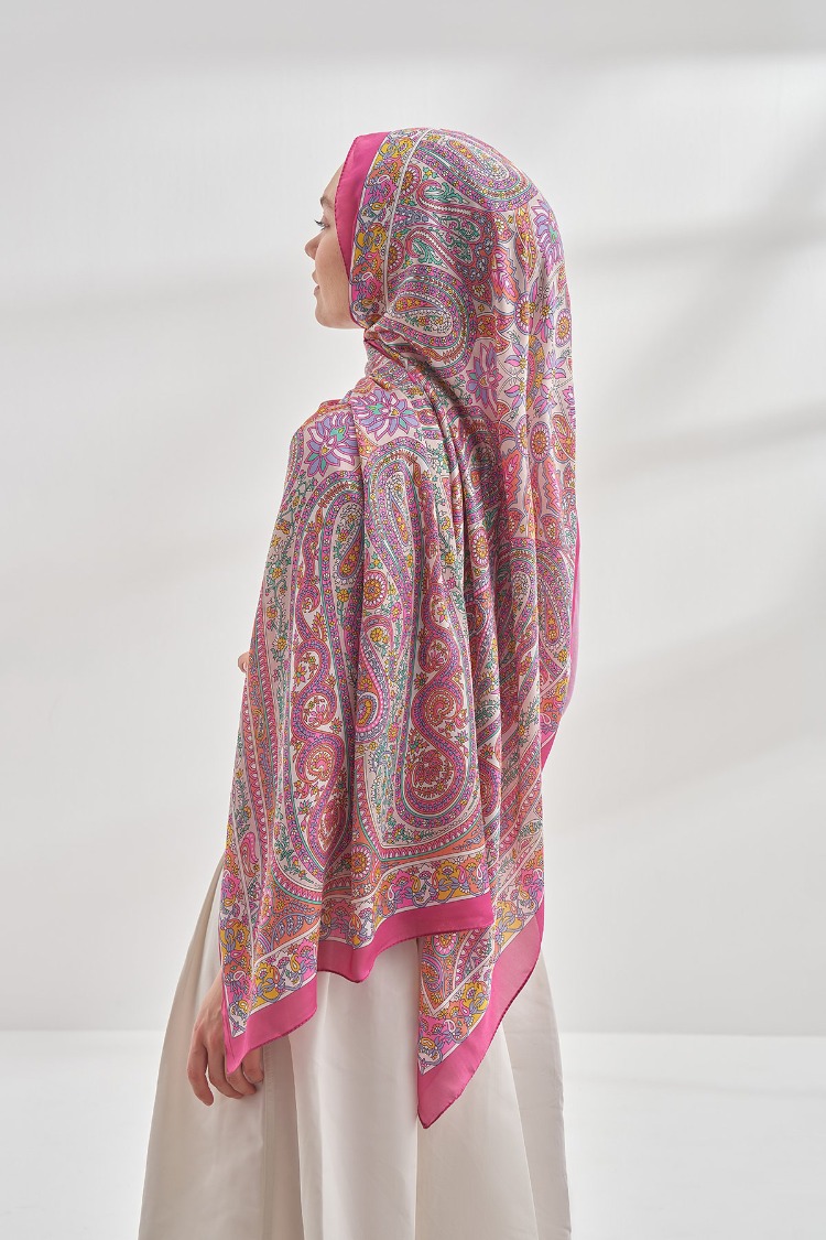 ARMANDA - 6035 Pashmina Desen Şal - Pembe Fuşya