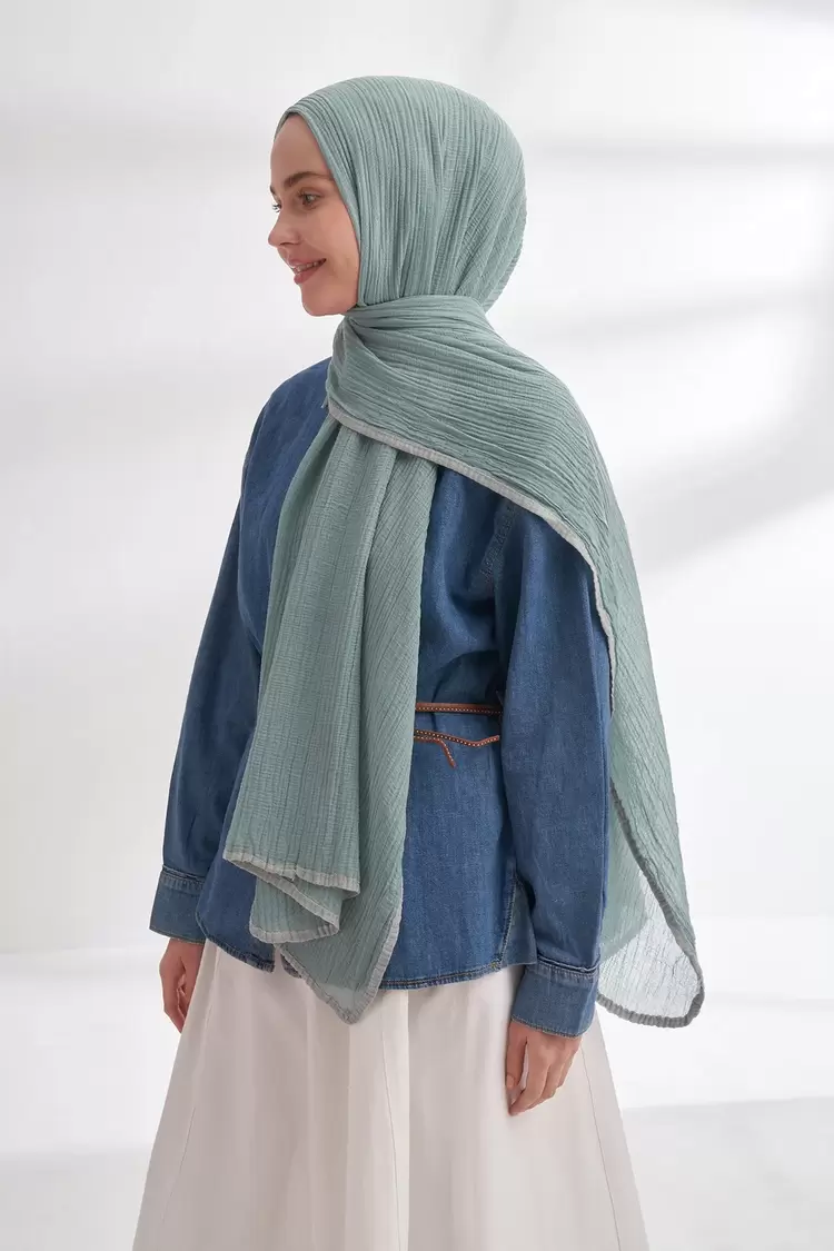 ARMANDA -  3352  Müslin Biyeli Şal - Mint Yeşili