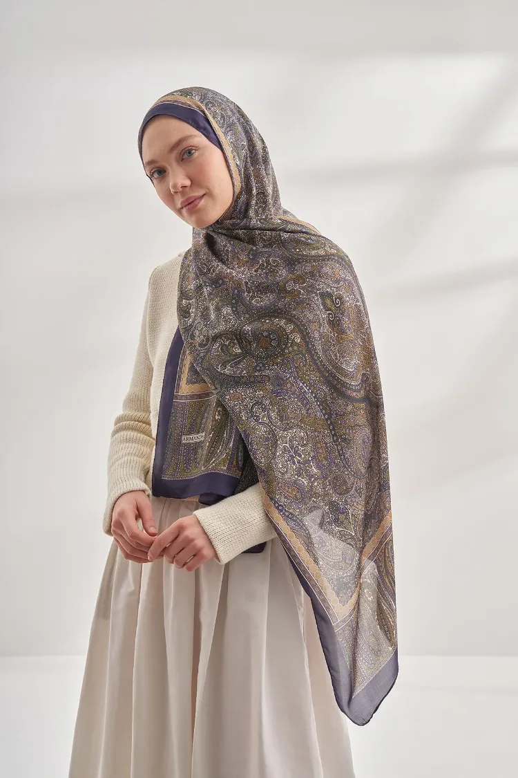 ARMANDA -6036 Etnik Desen Şal - Mürdüm