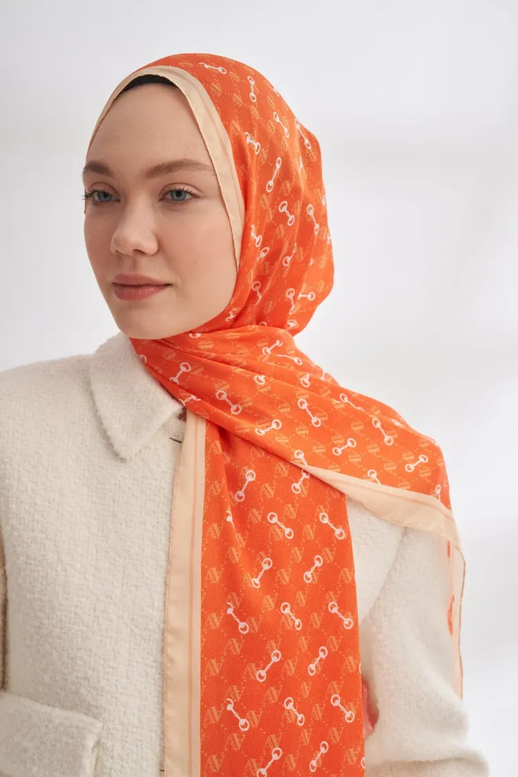 ARMANDA - 3361 Monogram Desen Şal - Orange
