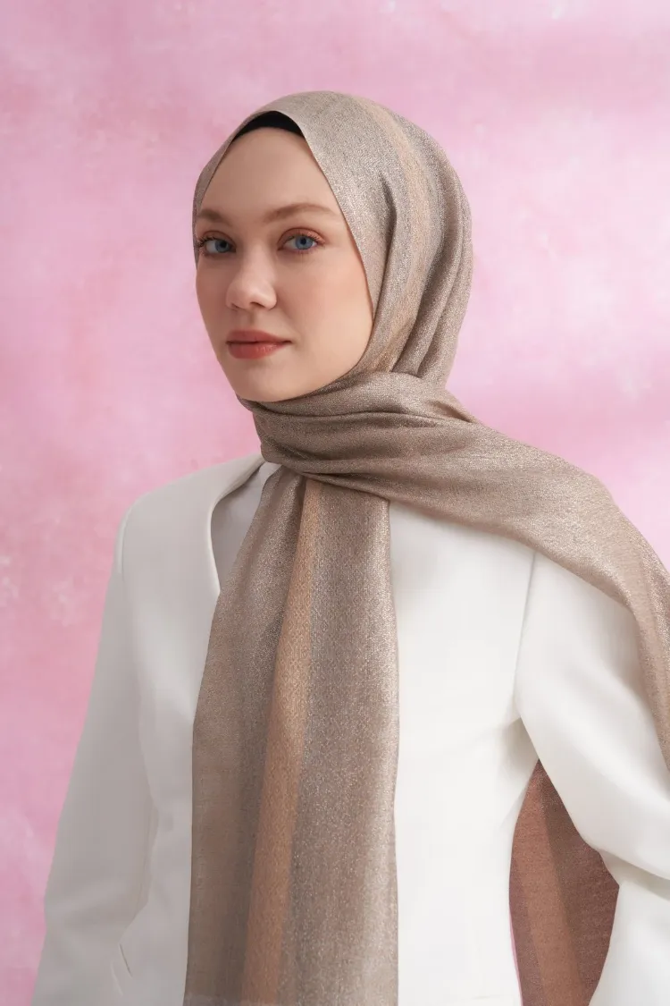 ARMANDA - 3320 İpekli Pearl Şal - Gri Gold