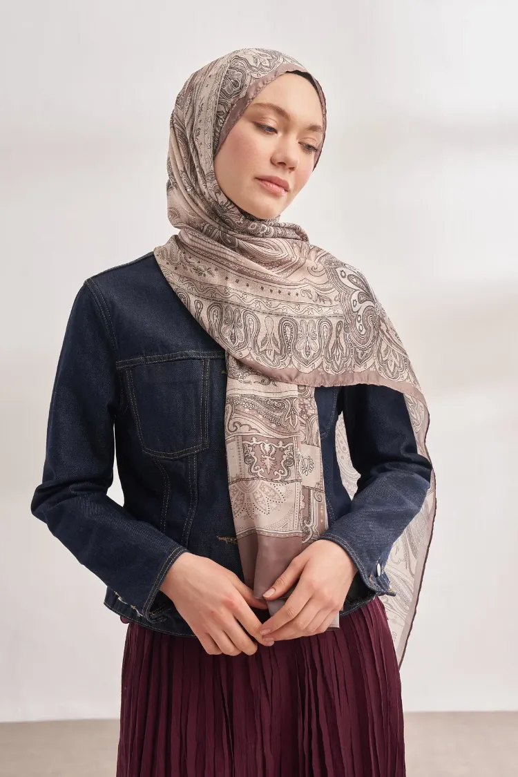 ARMANDA - 4456 Mystic Desen Şal - Açık Vizon