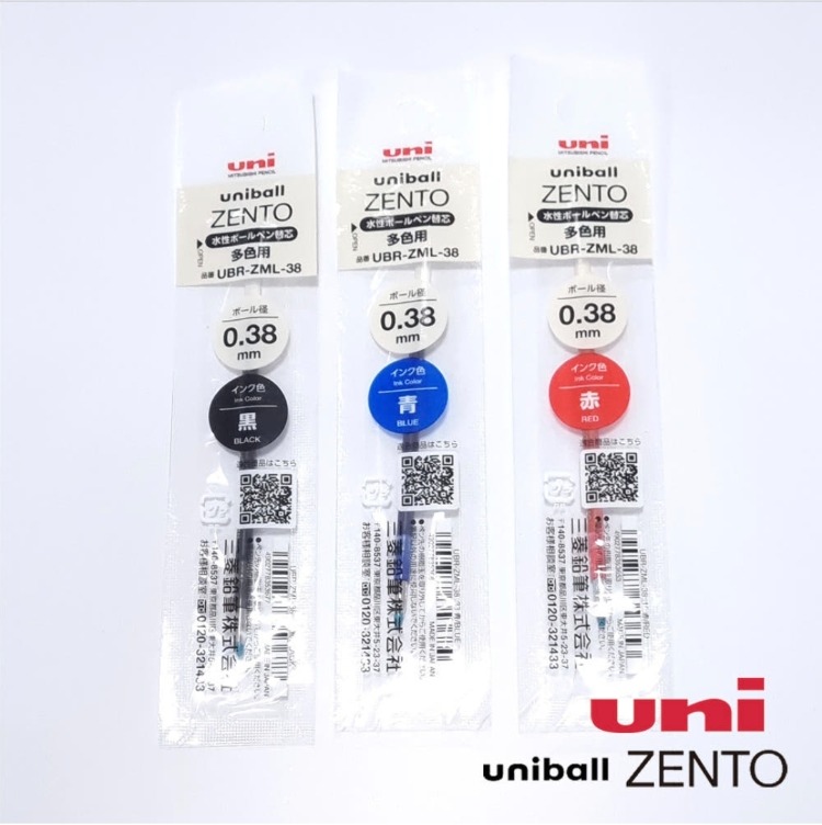 Uni ball zento 3 renkli refilleri 0.38mm
