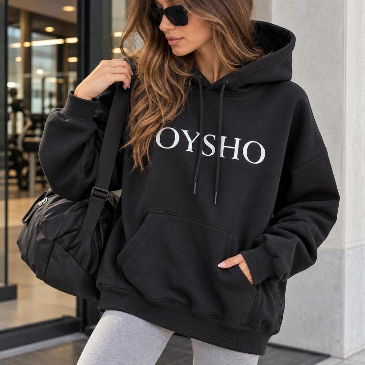 Marka Model Kapüşonlu Sweatshirt Siyah