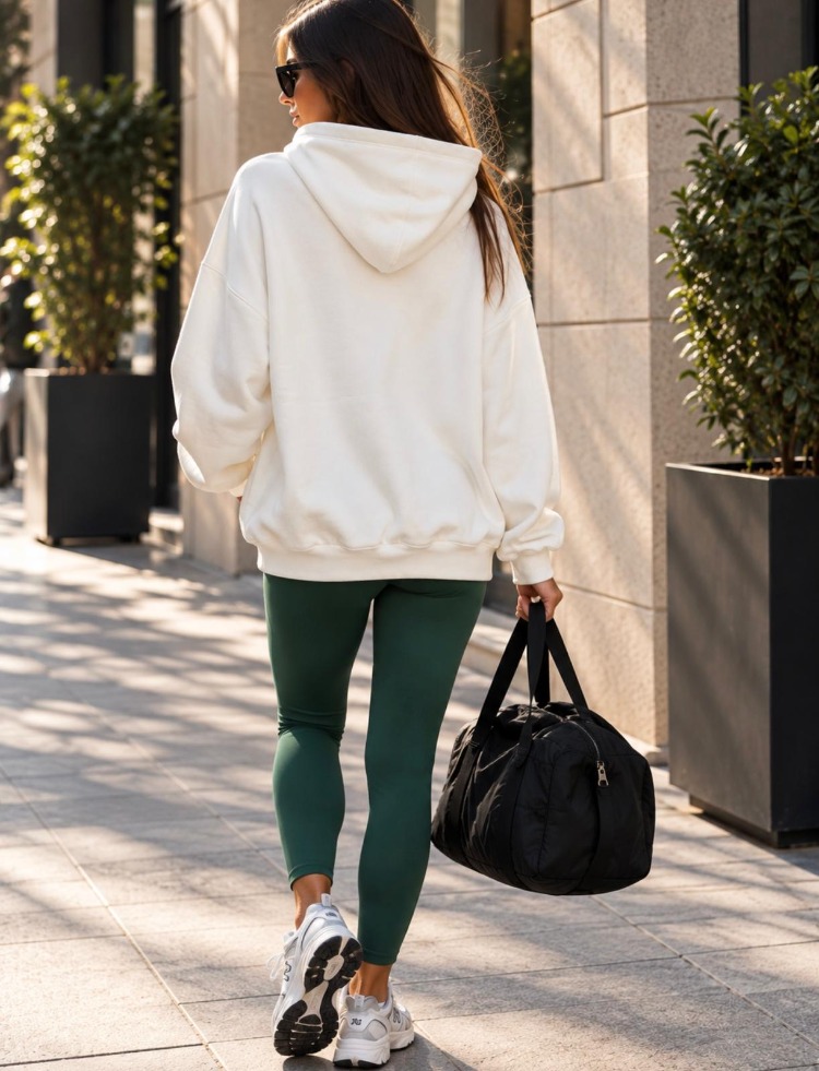 Beyaz Kapüşonlu Cepli Sweatshirt