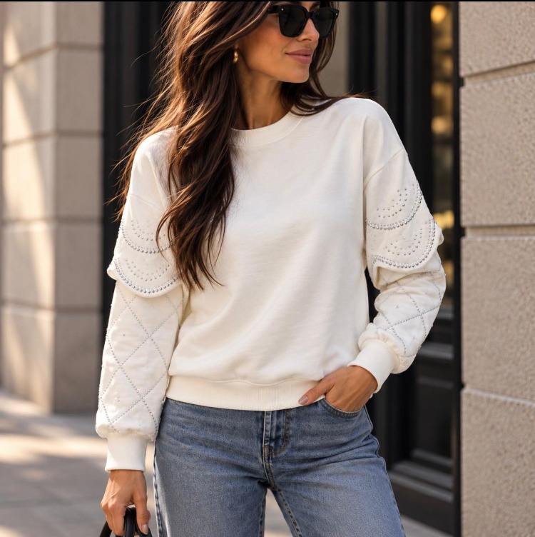 Kolları Taşlı Sweatshirt
