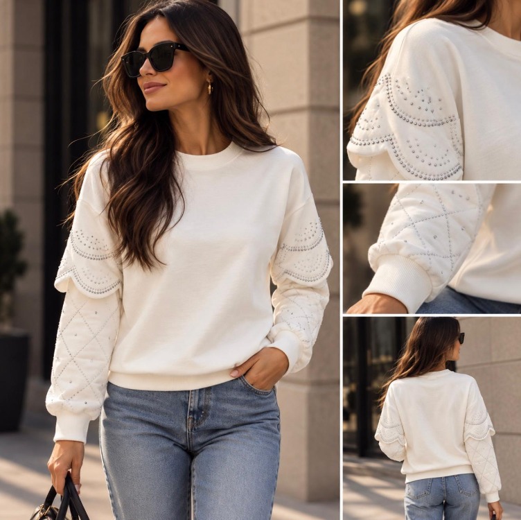 Kolları Taşlı Sweatshirt