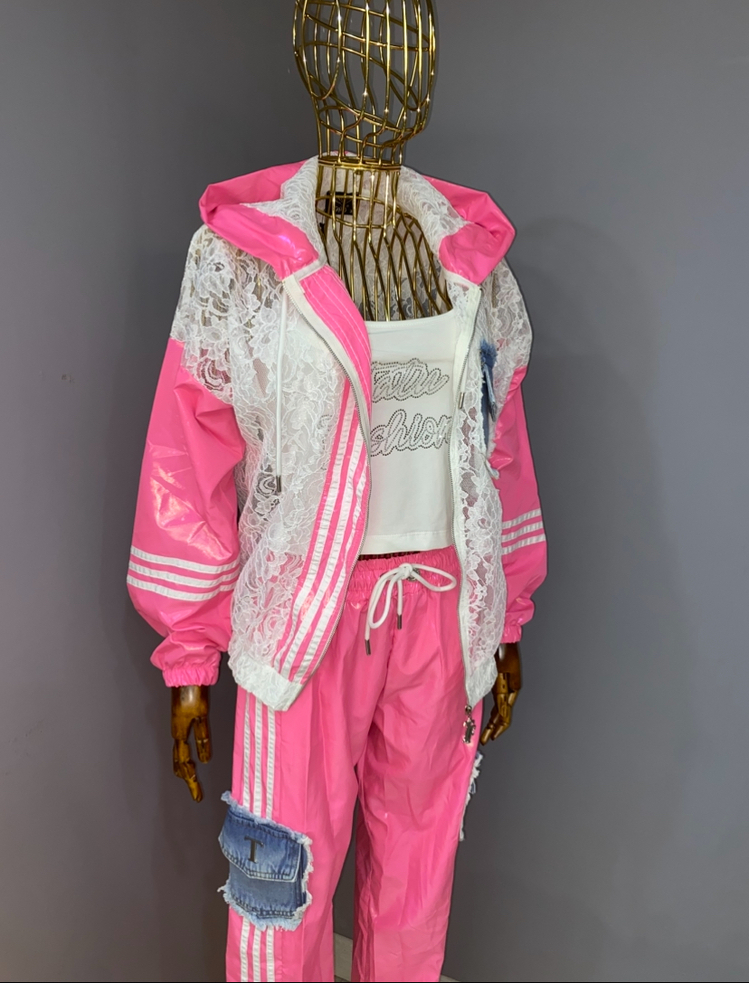 Tasarım eşofman takımı Pink üçlü 