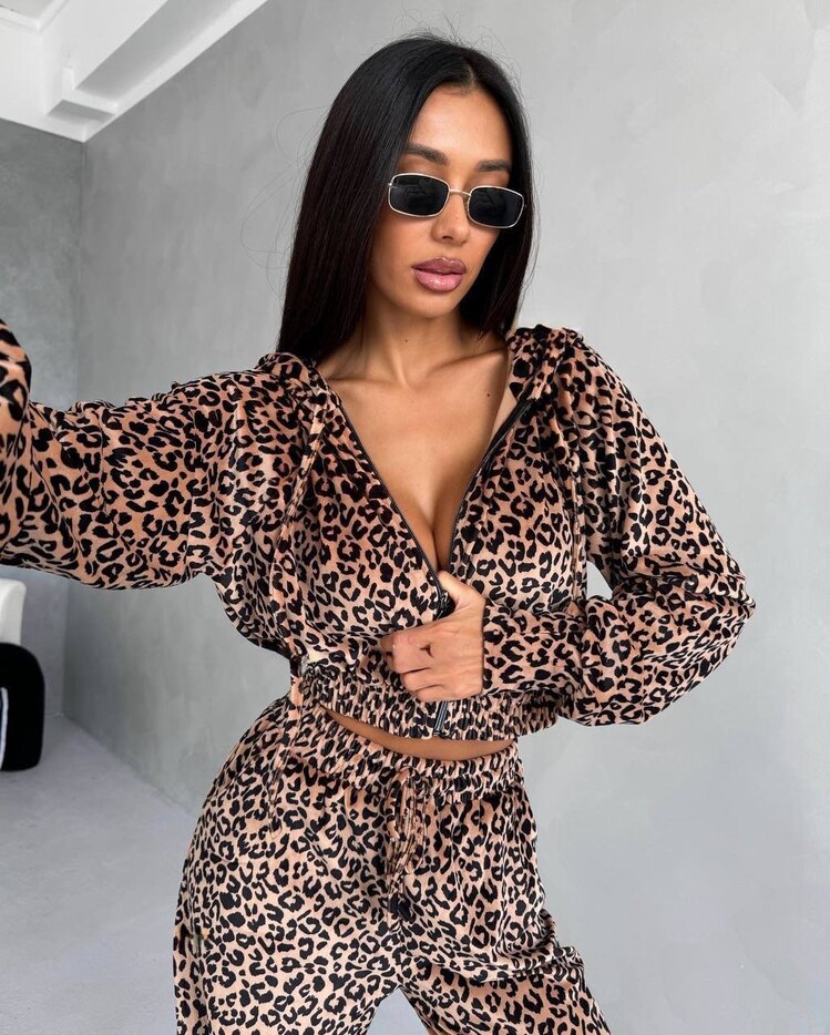 Leopar ikili eşofman takımı 
