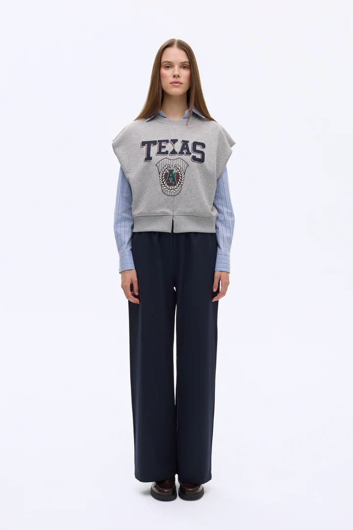 Önü baskılı Kolsuz Sweatshirt Gri Melanj