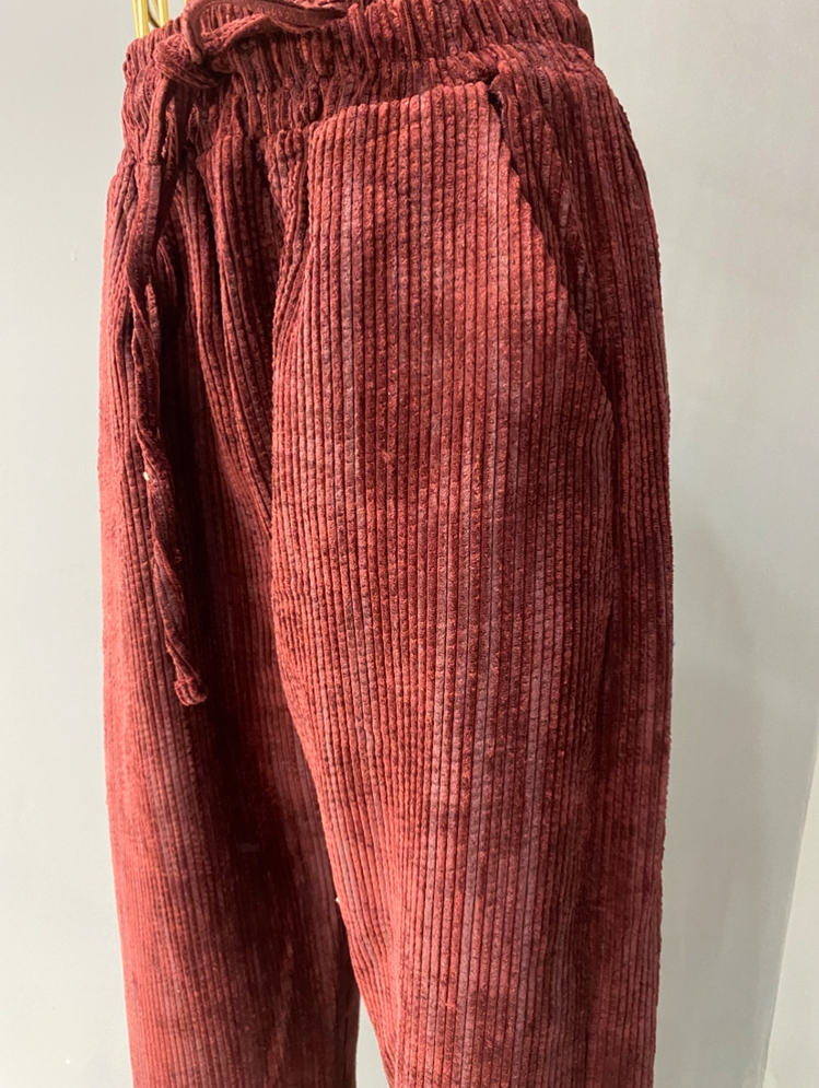 Fitilli kadife pantolon bordo
