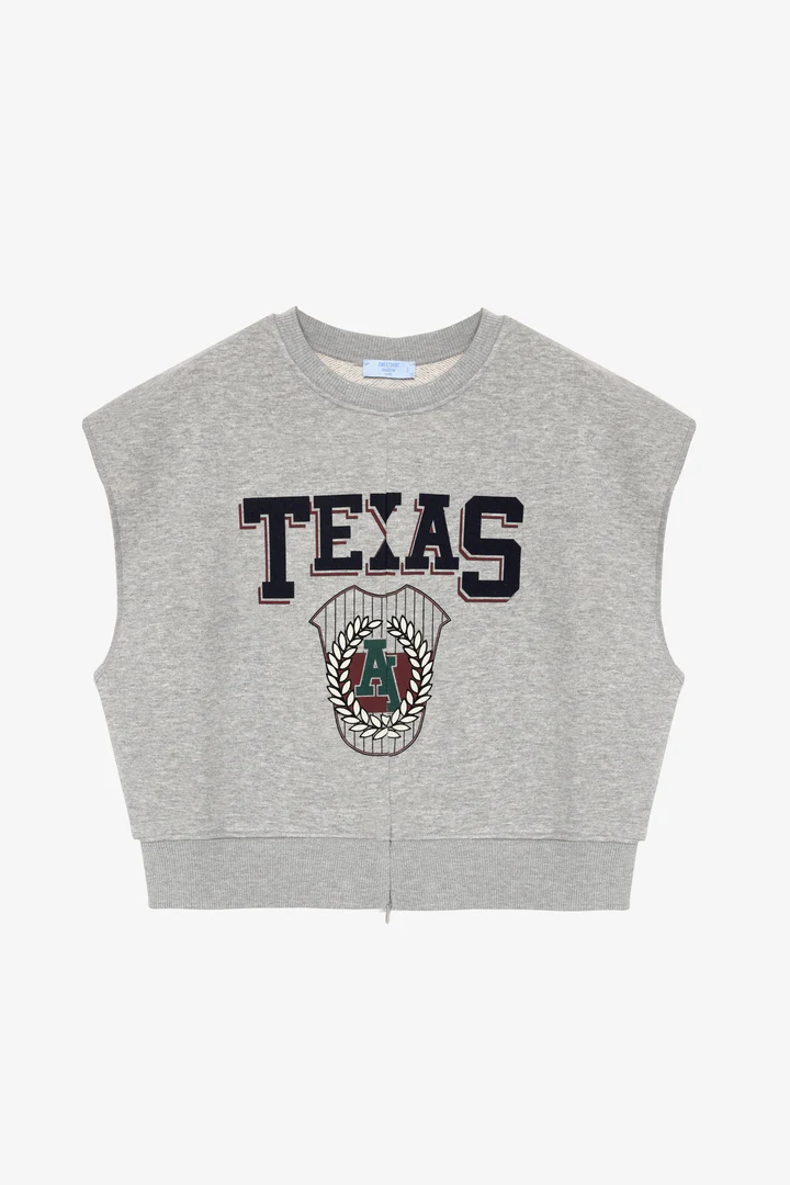Önü baskılı Kolsuz Sweatshirt Gri Melanj