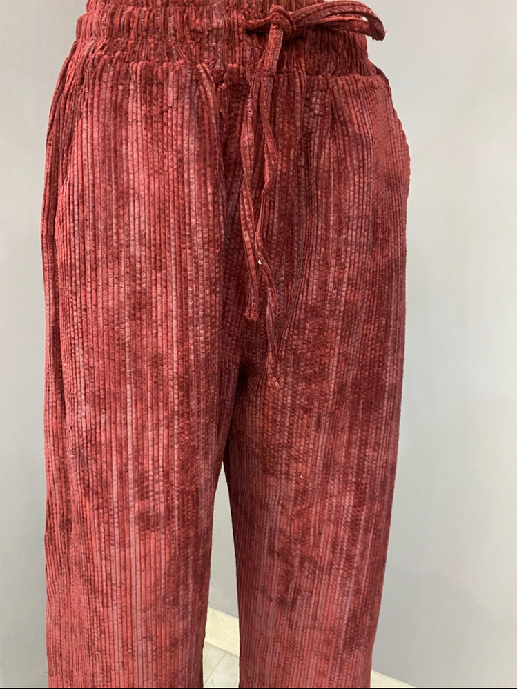 Fitilli kadife pantolon bordo