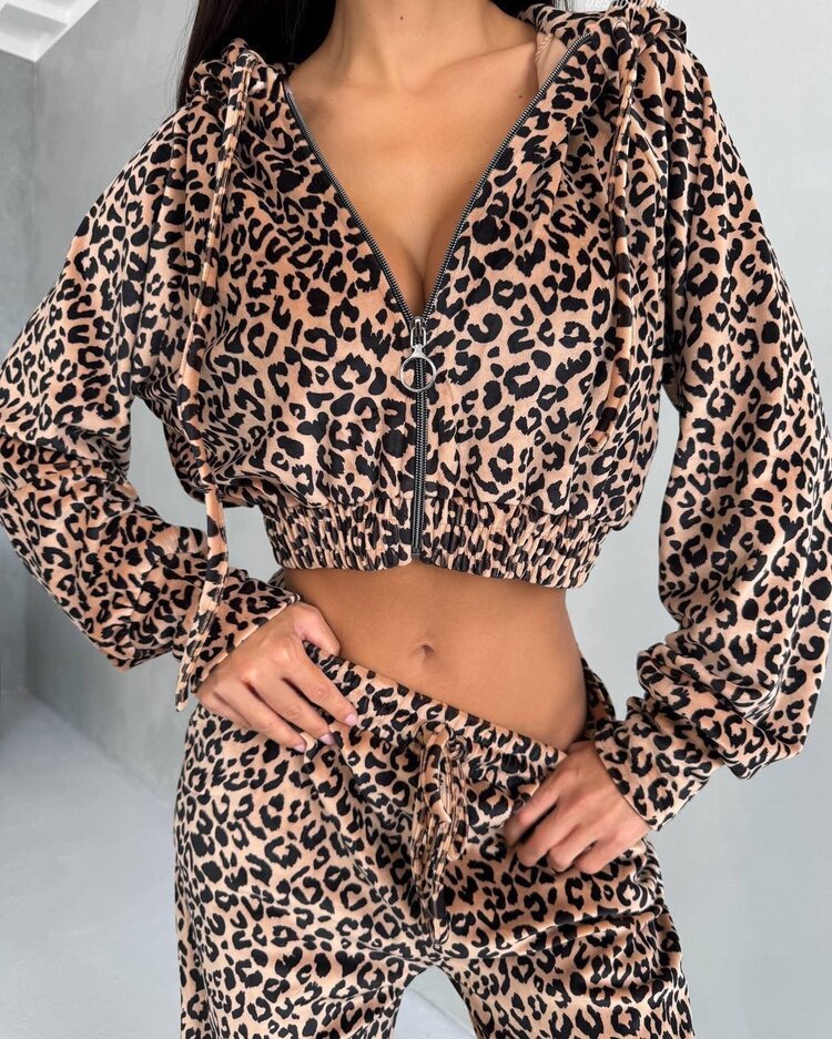 Leopar ikili eşofman takımı 