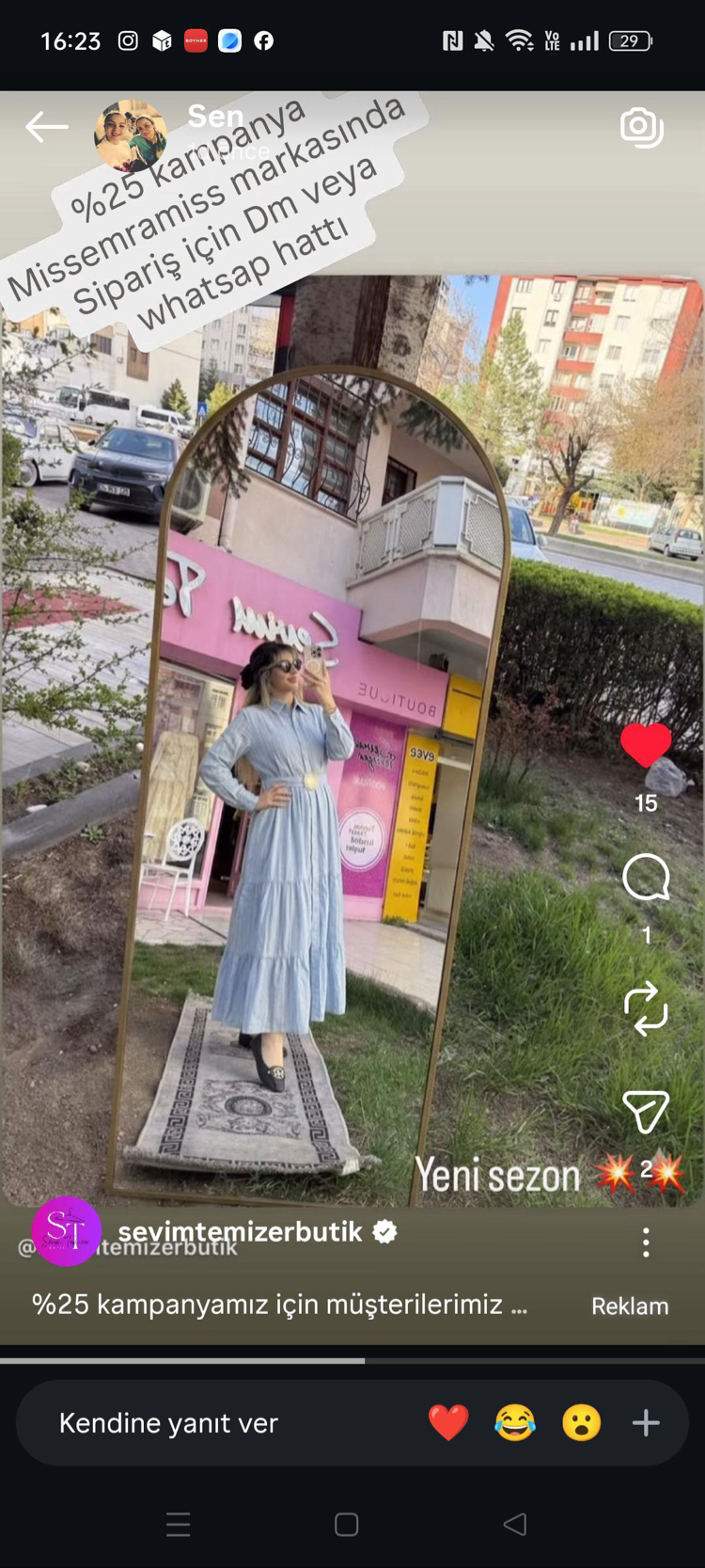 Mavi kemerli elbise 