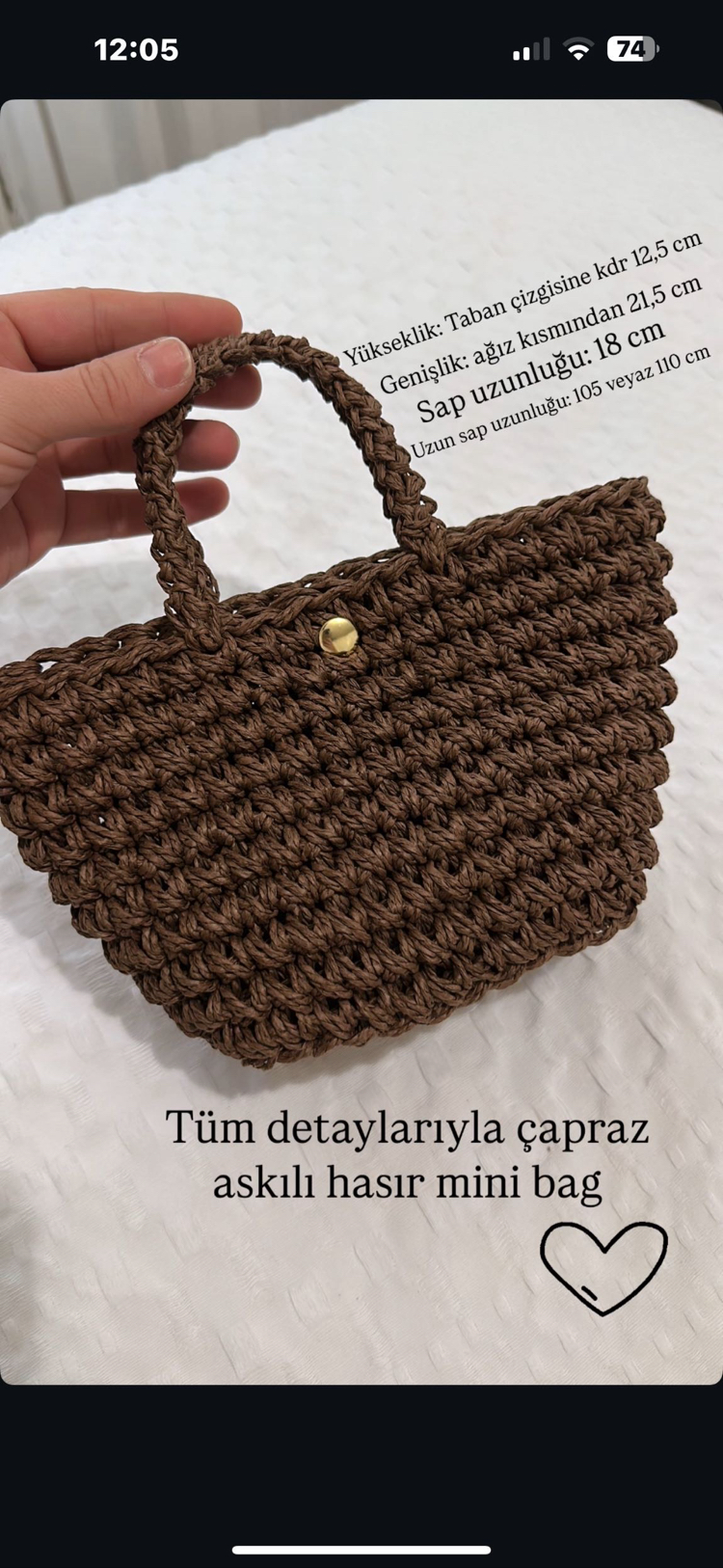 Çapraz askılı hasır mini çanta