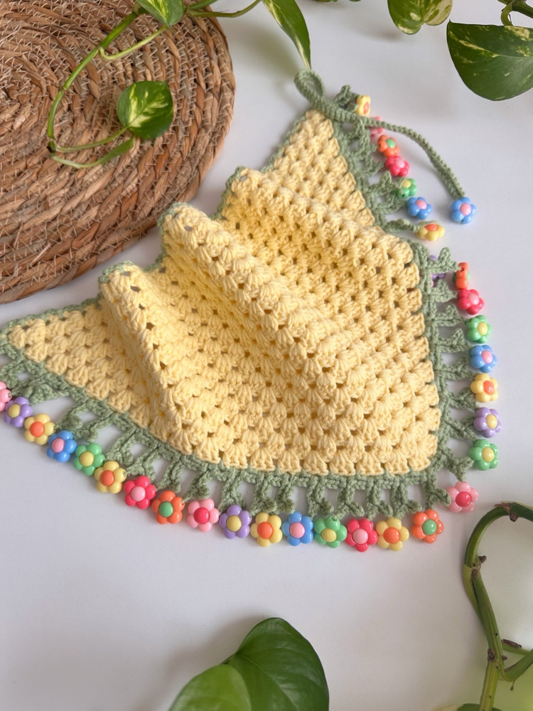 Sarı papatya boncuk bandana