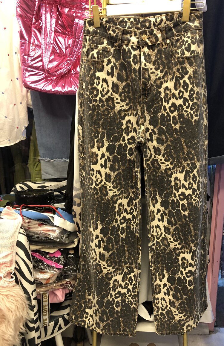 Leopar desen palazzo jean
