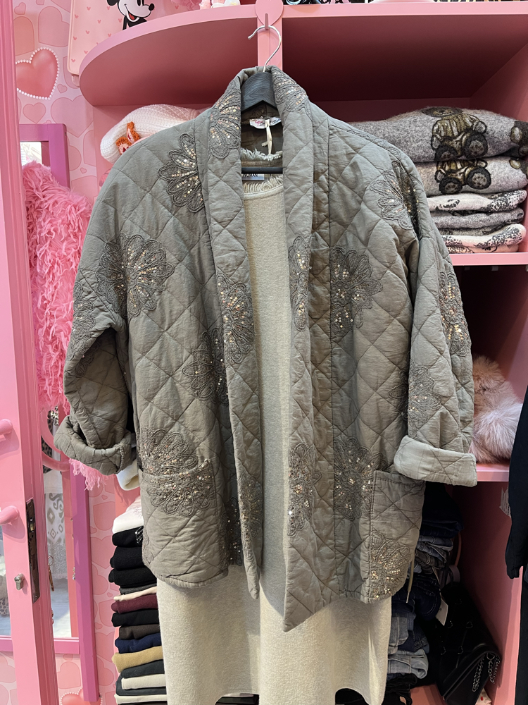 Park Moda çiçek pul aplikeli kapitone ceket