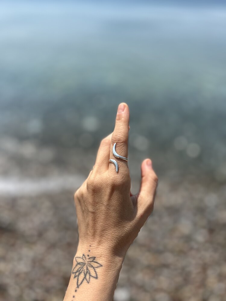 Yılan Ayarlanabilir Gümüş Yüzük 