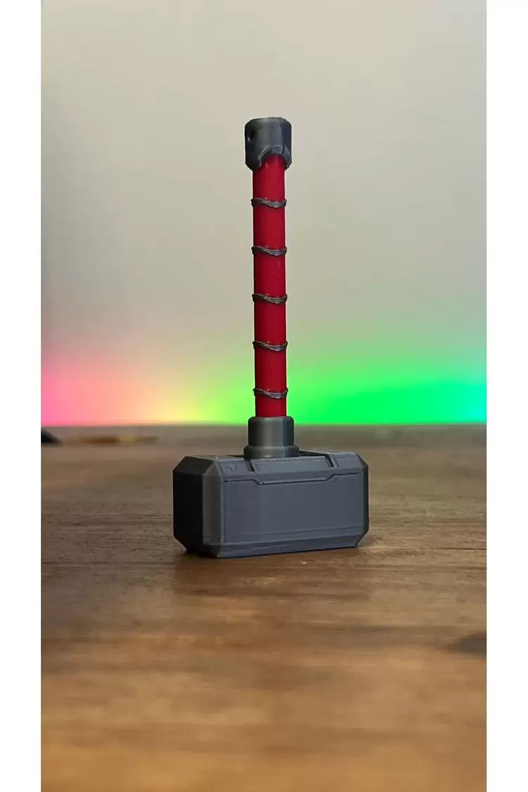 Thor Mjolnir Mıknatıslı Mini Çekiç-KIRMIZI - Dolap Süs Dekorasyonu Hediyelik