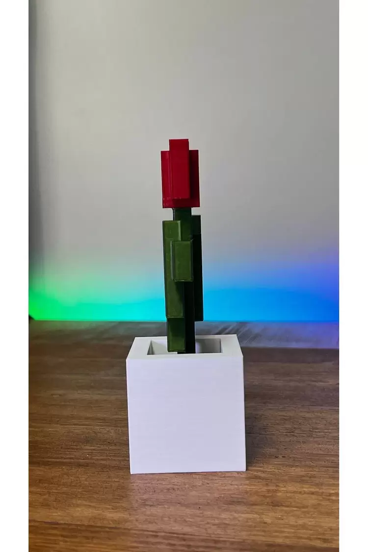 Minecraft Kırmızı Çiçek Saksı Figürü