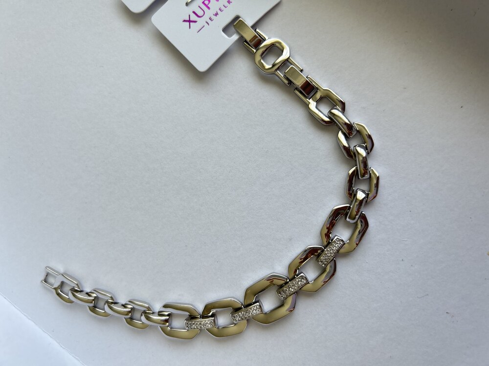 Ortası sıralı zirkon taşlı künye silver 