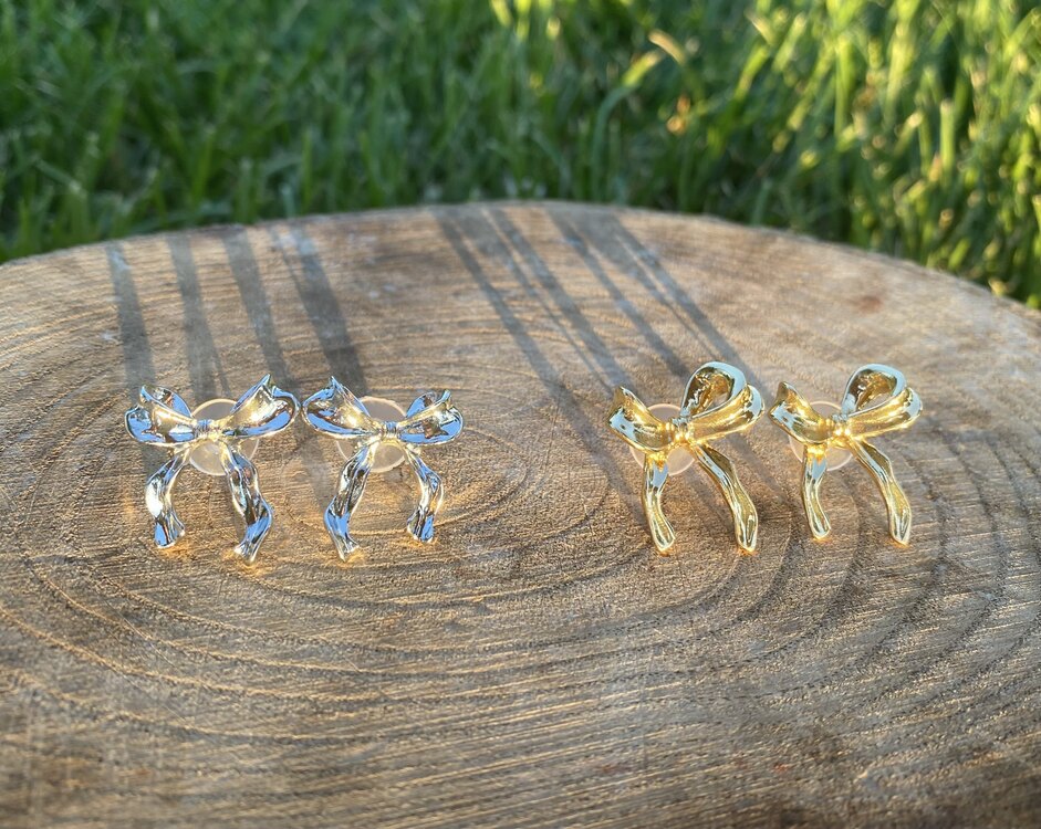 Çelik gold ribbon küpe